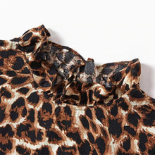 Load image into Gallery viewer, Little Girls Leopard Print Ruffle Collar Dress
