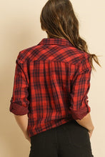 Load image into Gallery viewer, Buffalo Plaid Front Tie Button Up
