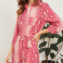 Load image into Gallery viewer, Tori Button Down Snake Print Dress
