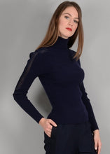 Load image into Gallery viewer, Arm Striped Detail Ribbed Turtleneck
