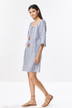 Load image into Gallery viewer, Bell Sleeve Strip Dress w/Pockets
