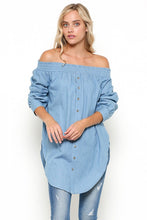 Load image into Gallery viewer, Chambray Off Shoulder Tunic
