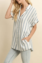 Load image into Gallery viewer, Striped Button Down Blouse
