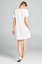 Load image into Gallery viewer, Striped Vneck Knit Dress with Pockets

