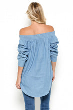 Load image into Gallery viewer, Chambray Off Shoulder Tunic
