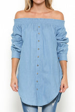 Load image into Gallery viewer, Chambray Off Shoulder Tunic
