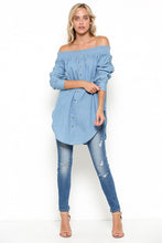 Load image into Gallery viewer, Chambray Off Shoulder Tunic
