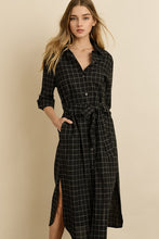 Load image into Gallery viewer, Windowpane Plaid Midi Shirt Dress
