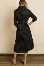 Load image into Gallery viewer, Windowpane Plaid Midi Shirt Dress
