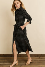 Load image into Gallery viewer, Windowpane Plaid Midi Shirt Dress
