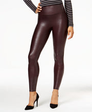 Load image into Gallery viewer, SPANX Burgundy Faux Leather Leggings
