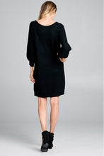 Load image into Gallery viewer, Black Ribbed Knit Comfy Dress
