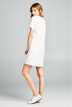 Load image into Gallery viewer, Striped Vneck Knit Dress with Pockets
