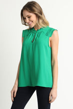 Load image into Gallery viewer, Pin Tucked Shoulder Ruffle Blouse
