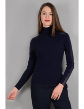 Load image into Gallery viewer, Arm Striped Detail Ribbed Turtleneck
