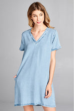 Load image into Gallery viewer, Chambray V-neck Dress

