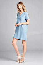 Load image into Gallery viewer, Chambray V-neck Dress
