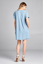 Load image into Gallery viewer, Chambray V-neck Dress
