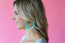 Load image into Gallery viewer, Mint Fringe Hoop Earrings
