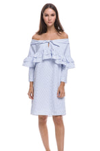 Load image into Gallery viewer, Longsleeve Off Shoulder Ruffle Dress
