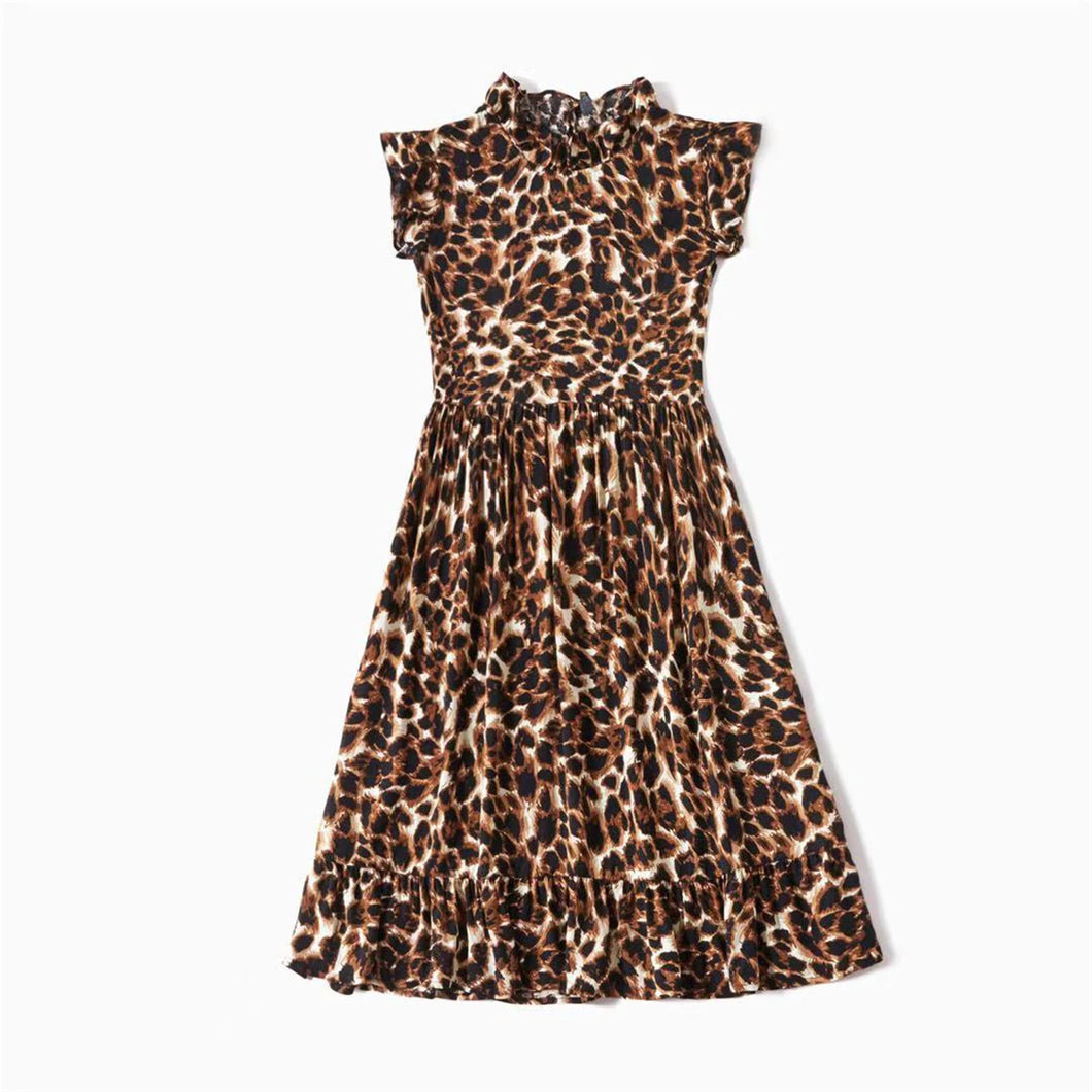 Leopard Ruffle Collar Dress