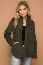 Load image into Gallery viewer, Olive Fuzzy Shawl Collar Jacket
