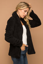 Load image into Gallery viewer, Black Fuzzy Shawl Collar Jacket
