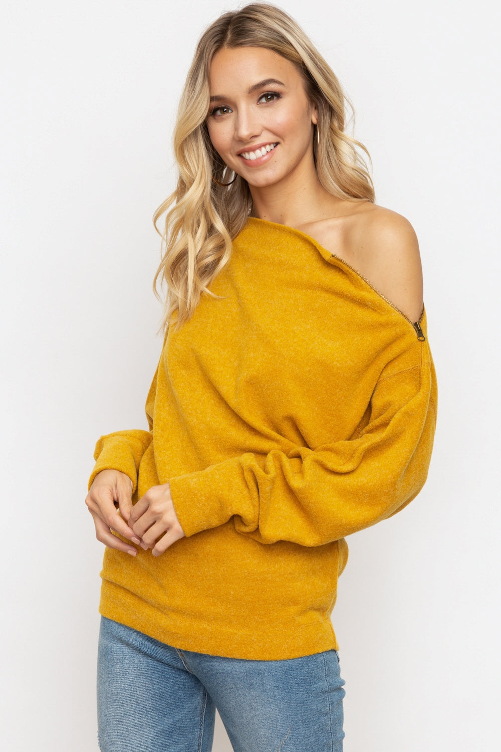 Asymmetrical Zipper Dolman Sweater