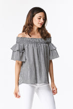 Load image into Gallery viewer, Gingham Off Shoulder Blouse
