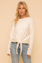 Load image into Gallery viewer, Tie Front Soft Fuzzy Sweater
