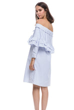 Load image into Gallery viewer, Longsleeve Off Shoulder Ruffle Dress
