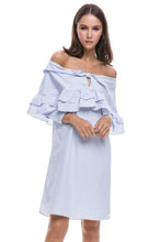Load image into Gallery viewer, Longsleeve Off Shoulder Ruffle Dress
