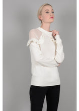 Load image into Gallery viewer, Mesh Shoulder Ruffle Blouse
