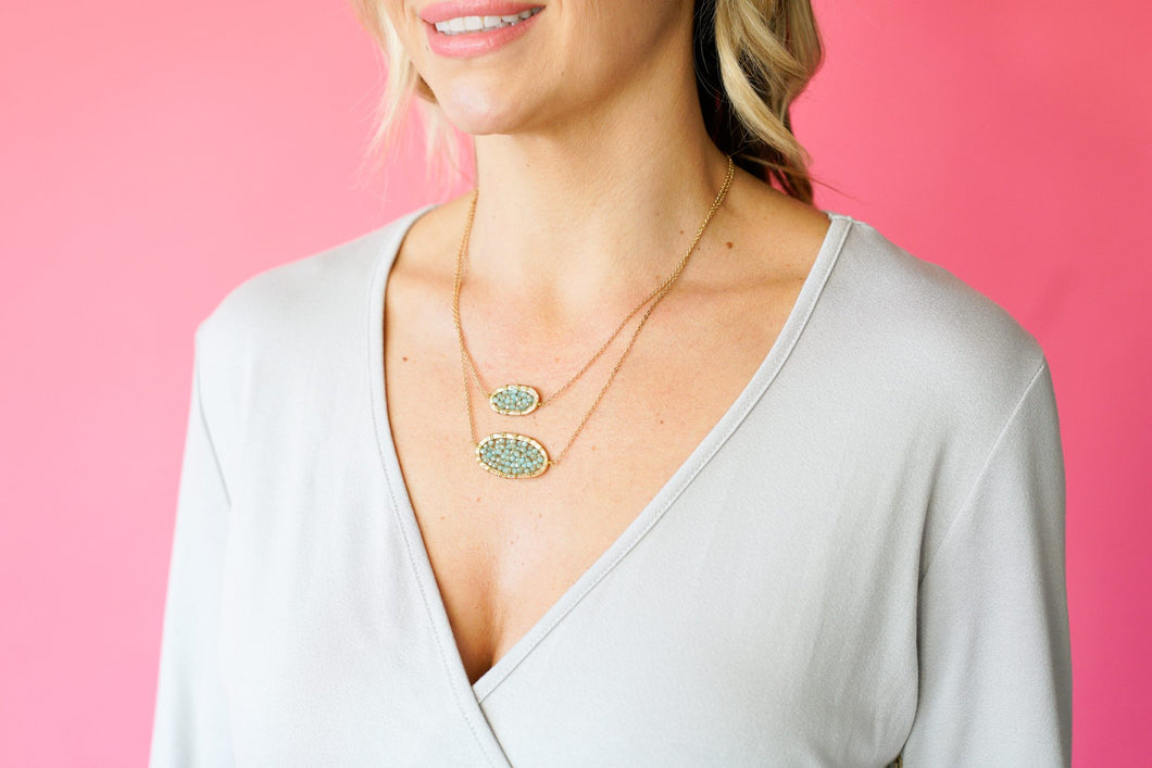 Mint Crystal Layered Necklace