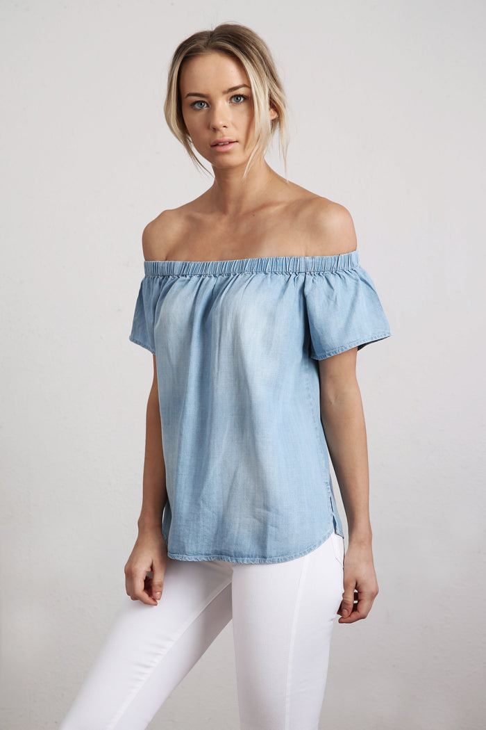 Chambray Off Shoulder Blouse