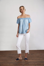 Load image into Gallery viewer, Chambray Off Shoulder Blouse
