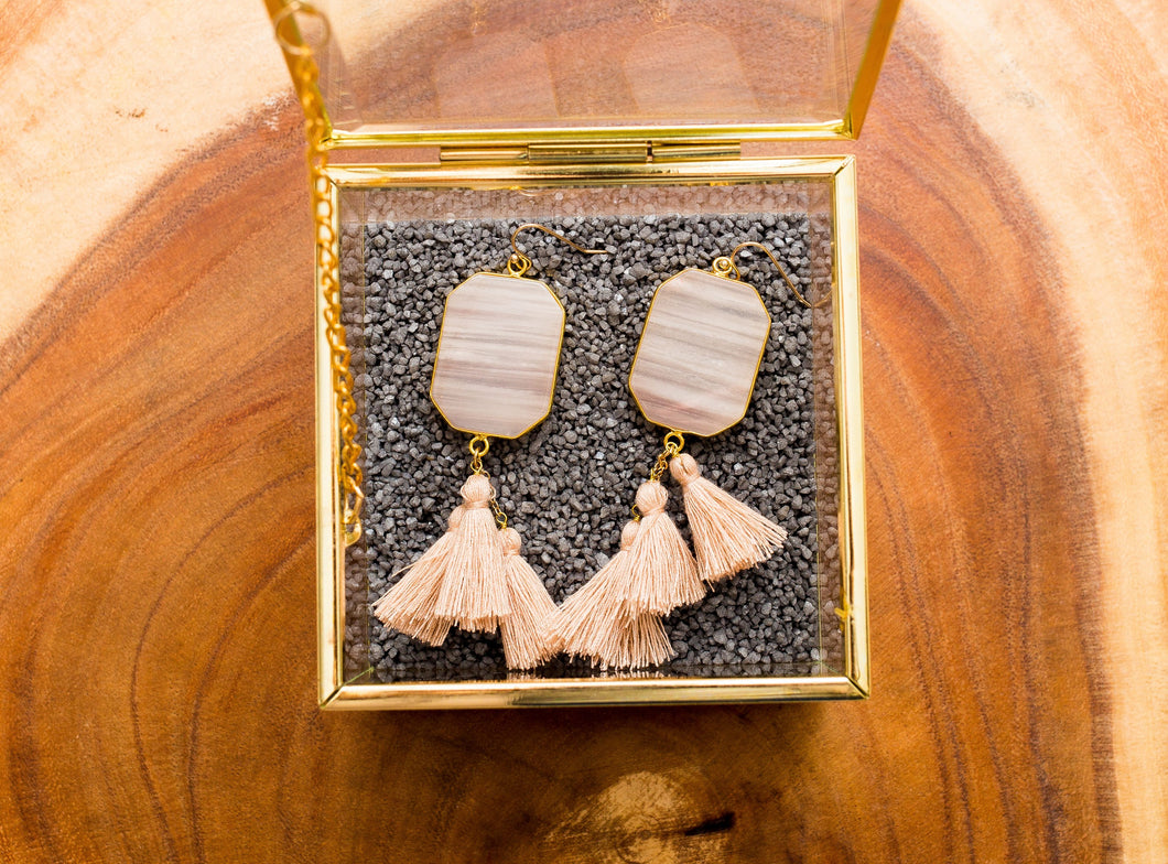 Blush Stone Tassel Earrings