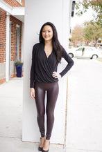 Load image into Gallery viewer, Black Long Sleeve Front Drape Blouse
