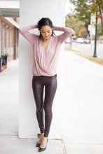 Load image into Gallery viewer, Mauve Long Sleeve Front Drape Blouse
