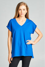 Load image into Gallery viewer, V Neck Cuffed Sleeve Tee
