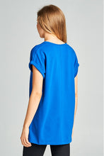 Load image into Gallery viewer, V Neck Cuffed Sleeve Tee
