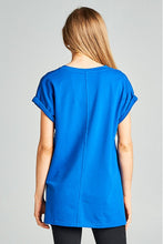 Load image into Gallery viewer, V Neck Cuffed Sleeve Tee
