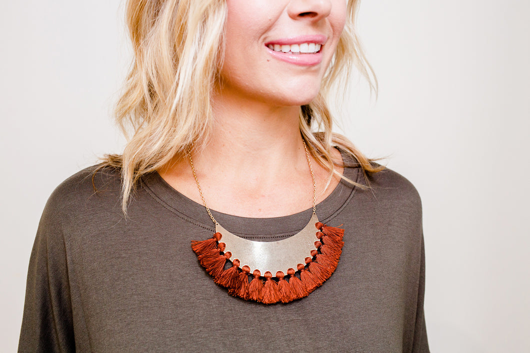 Gold Plate Tassel Necklace