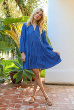 Load image into Gallery viewer, V-neck Tier Chambray Dress
