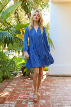Load image into Gallery viewer, V-neck Tier Chambray Dress

