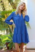 Load image into Gallery viewer, V-neck Tier Chambray Dress
