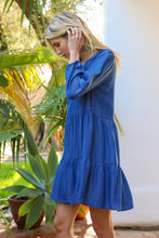 Load image into Gallery viewer, V-neck Tier Chambray Dress
