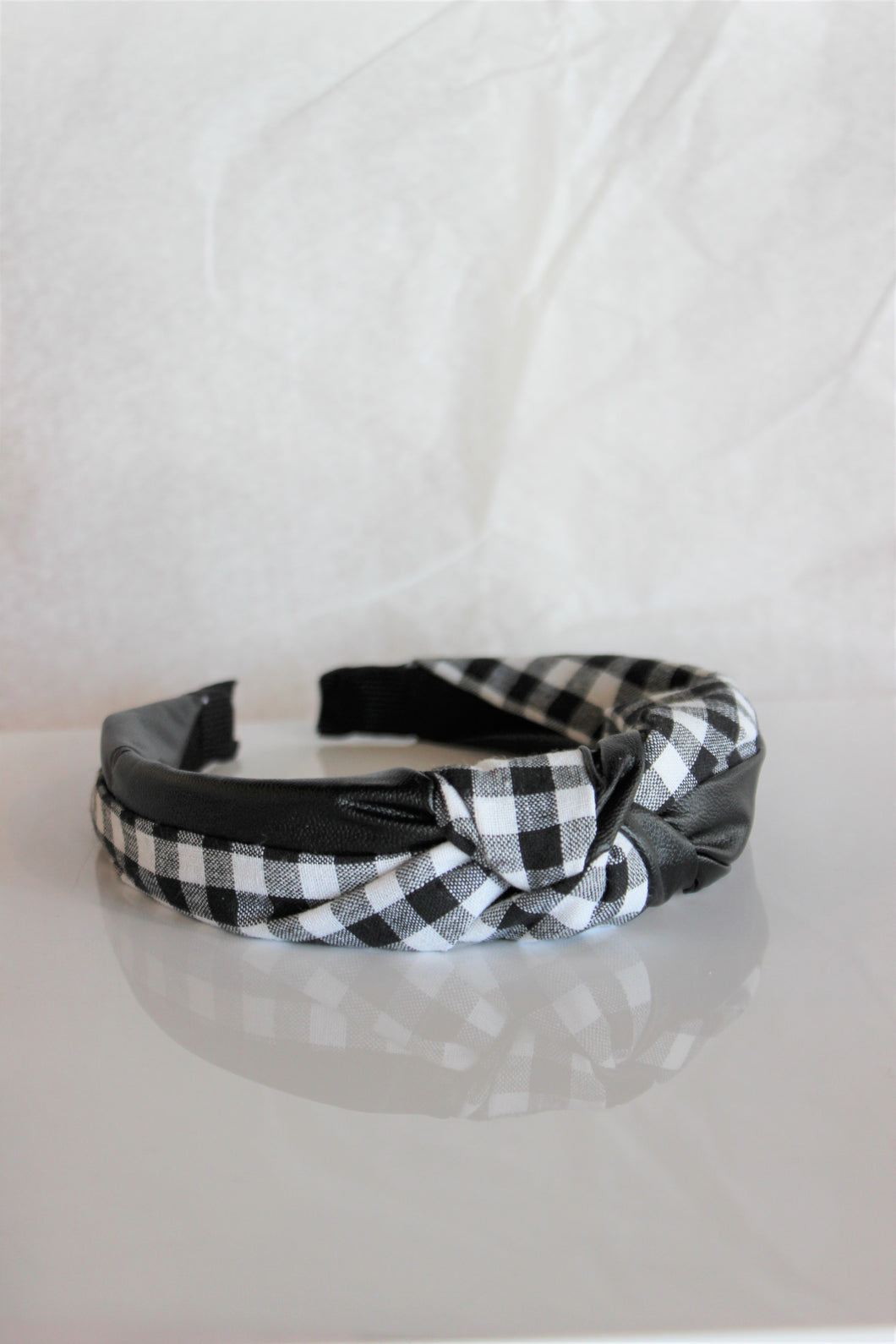 Mixed Media Plaid & Leather Headband