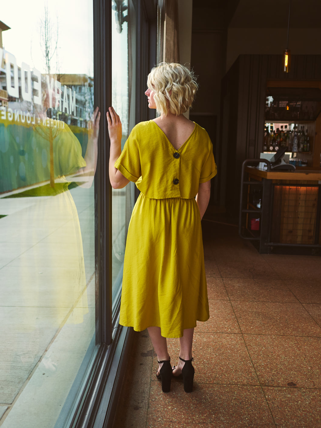 Open Back w/Buttons Dress