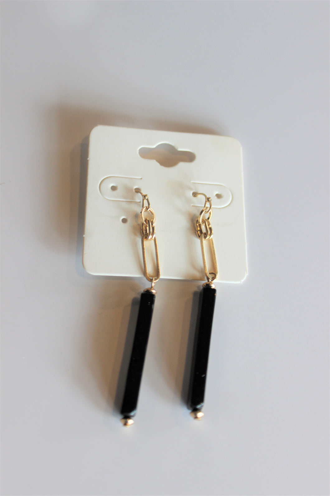 Black Linear Drop Earrings